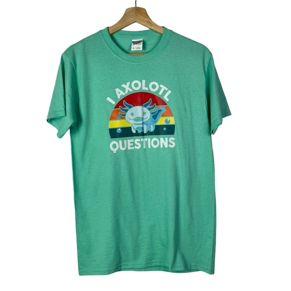 Boutique I Axolotl Questions Mint Green Crewneck Short Sleeve T-Shirt S